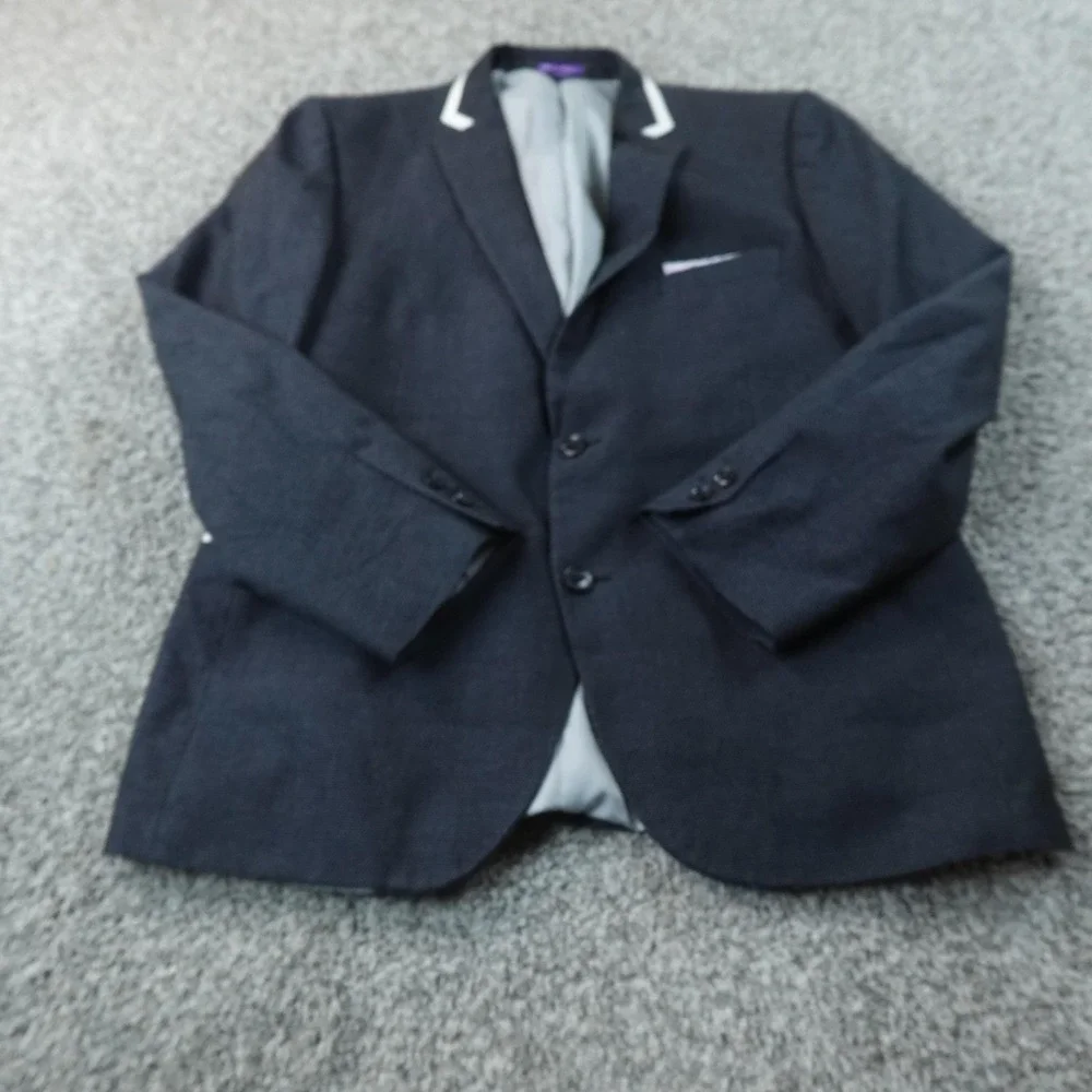 Savile Row Blazer Mens 46 Blue Polka Dot Button Sport Coat Suit Jacket Tip Off